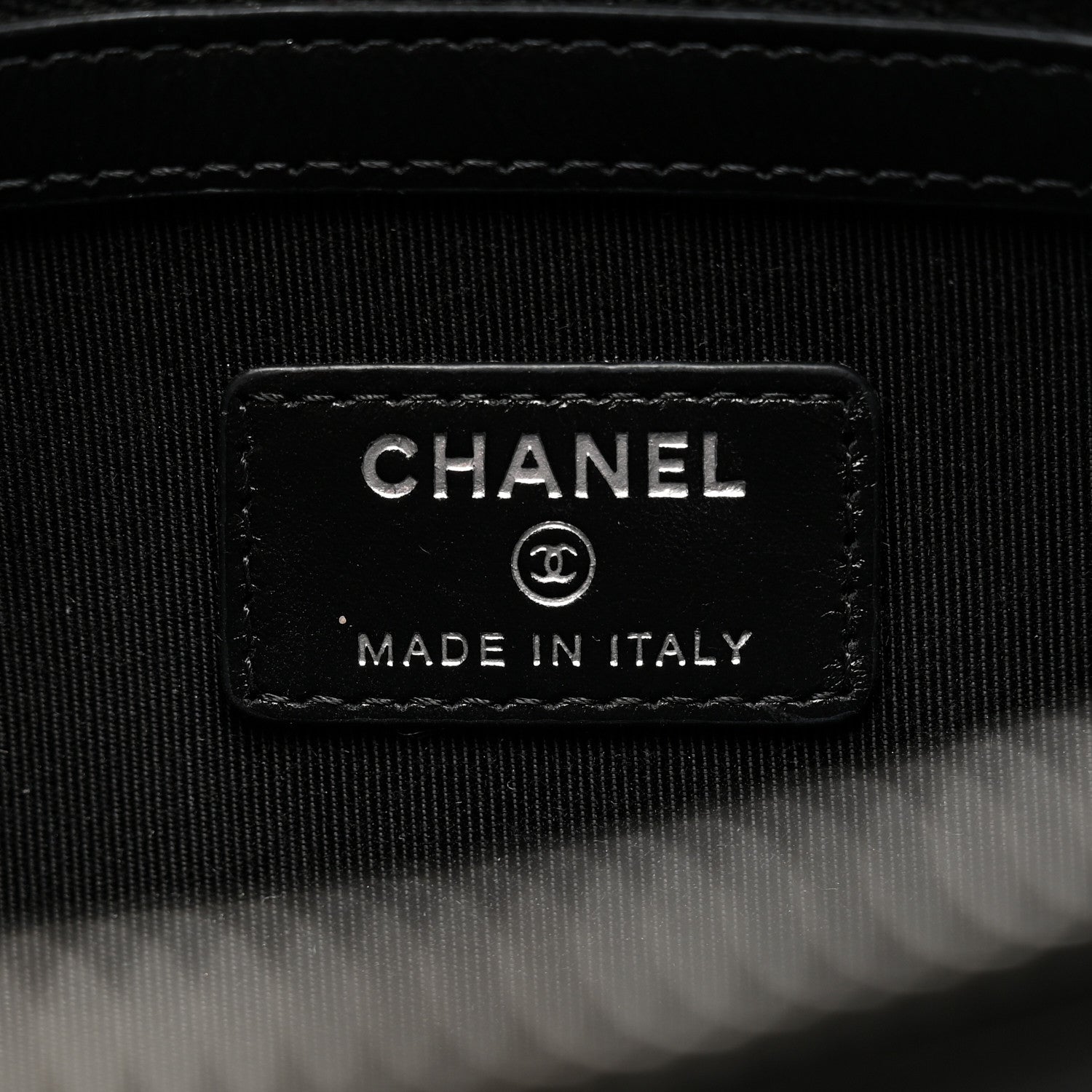 Chanel Shiny Calfskin Crystal Pearl Logo Cosmetic Case Black 6 of 10