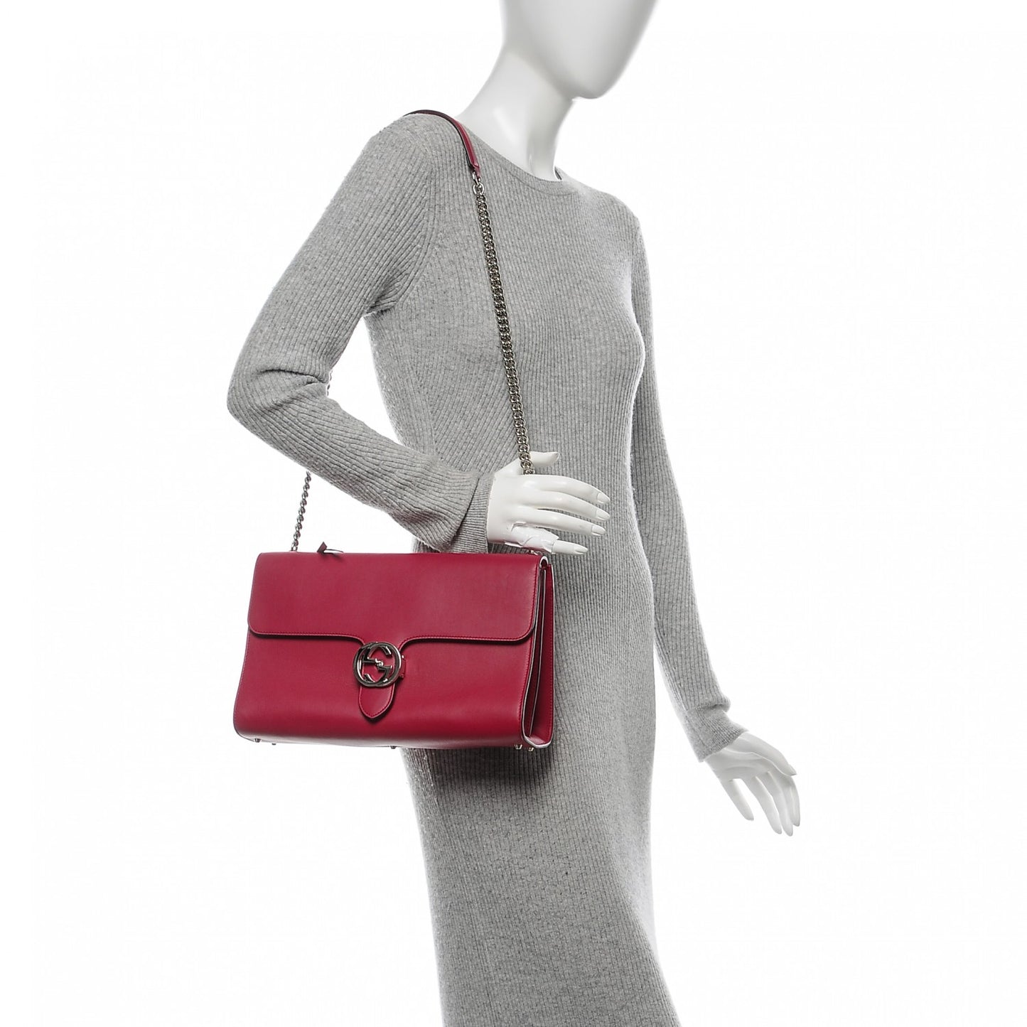 Moon Calfskin Medium Interlocking G Shoulder Bag Petunia