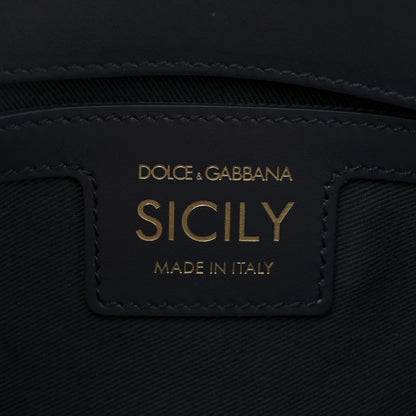 Dolce & Gabbana Calfskin Denim Patchwork Mini Miss Sicily Satchel Blue 6 of 9