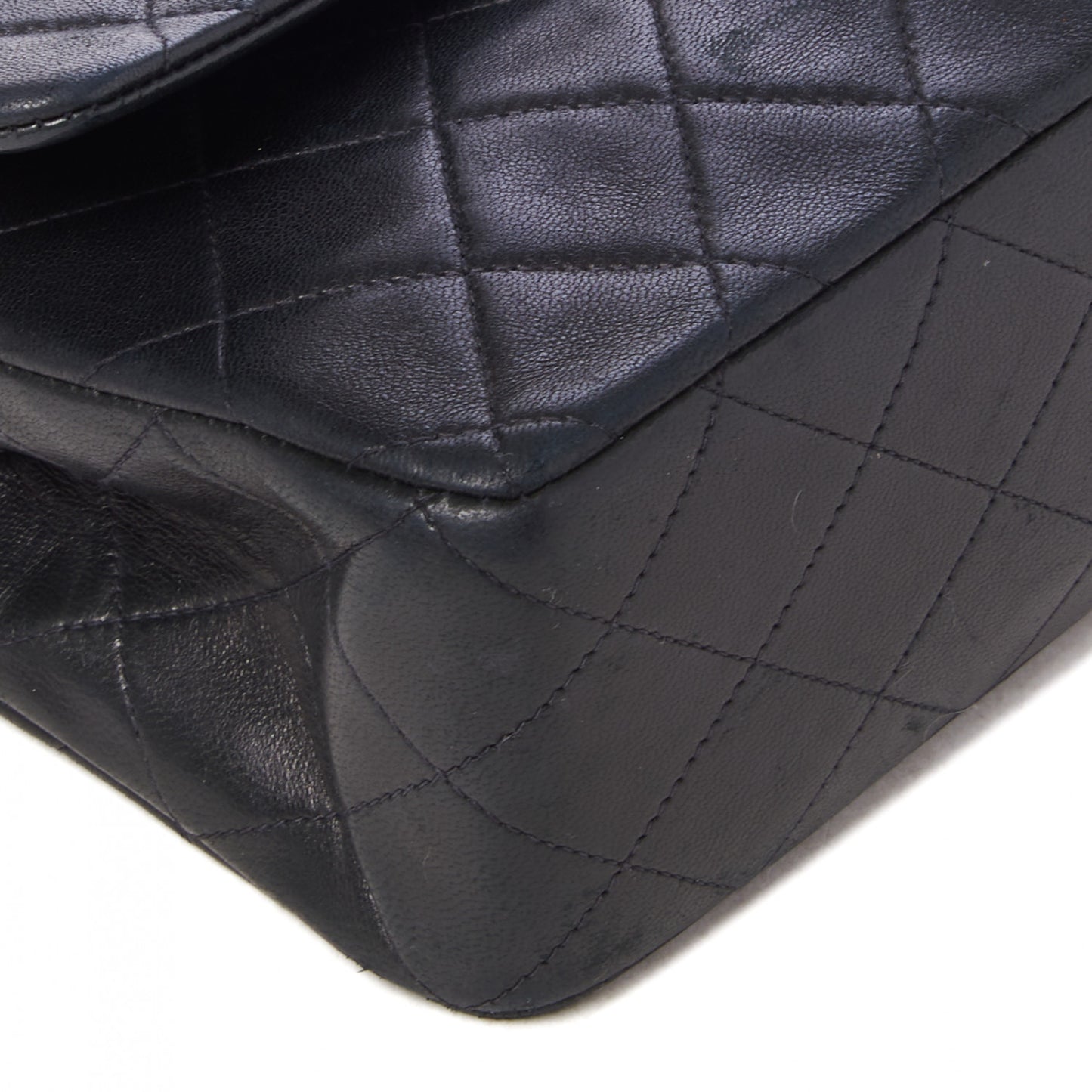 Lambskin Quilted Medium Double Flap Black
