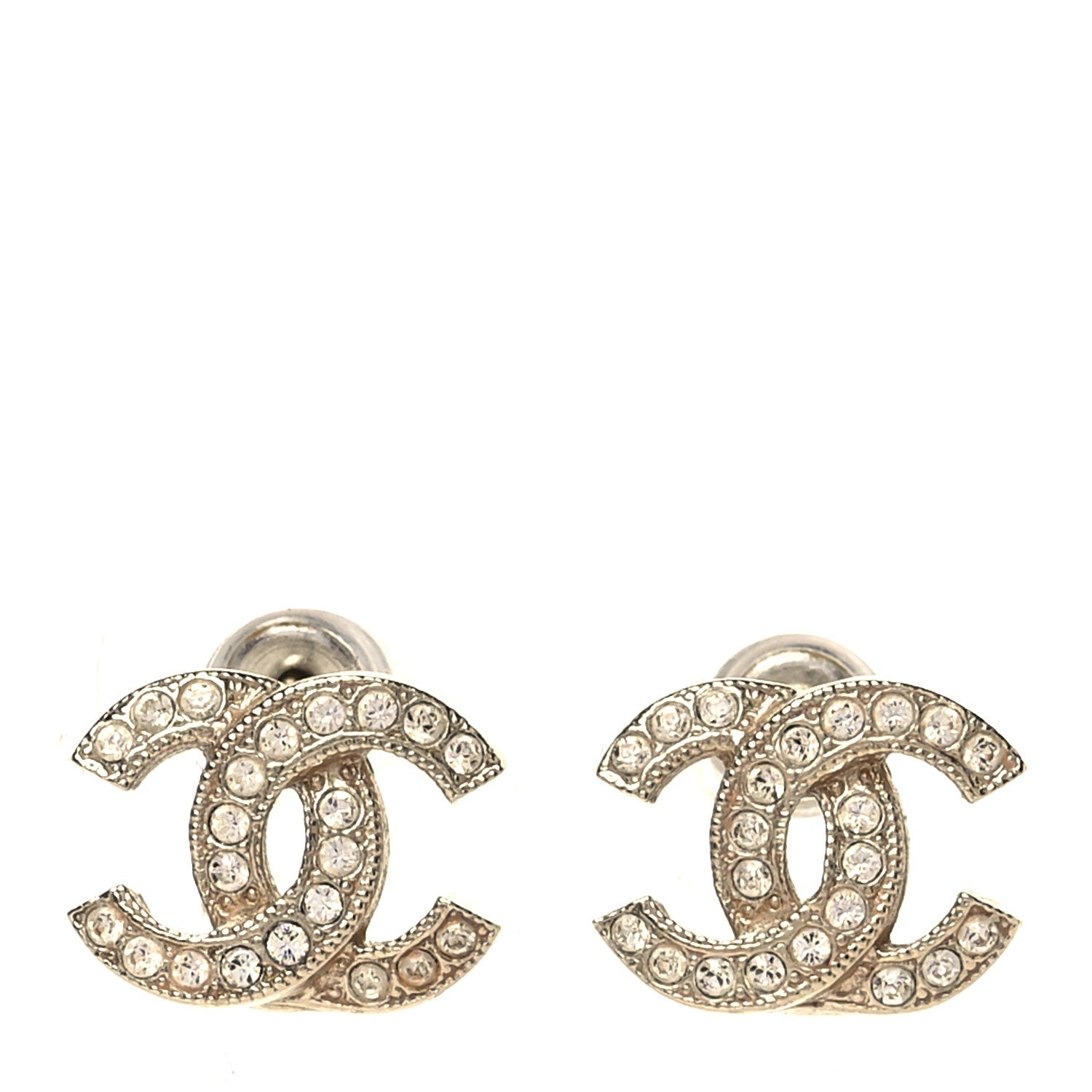 Chanel Crystal CC Earrings Gold 1 of 5