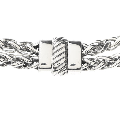 David Yurman Sterling Silver Diamond Double Wheat Chain Necklace 4 of 5