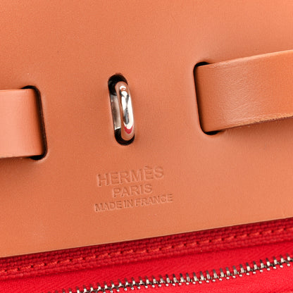 Hermes Vache Hunter Toile Herbag Zip 31 PM Rouge Tomate Natural 13 of 21