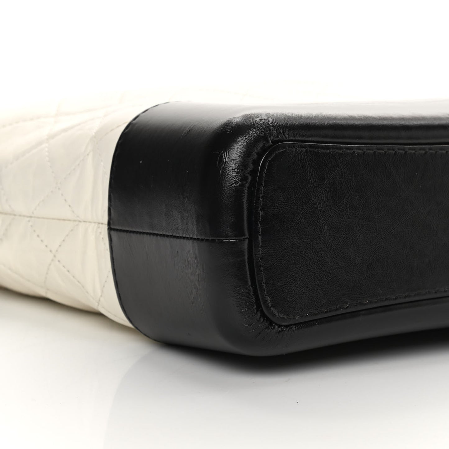 Aged Calfskin Quilted Medium Gabrielle Hobo Black White