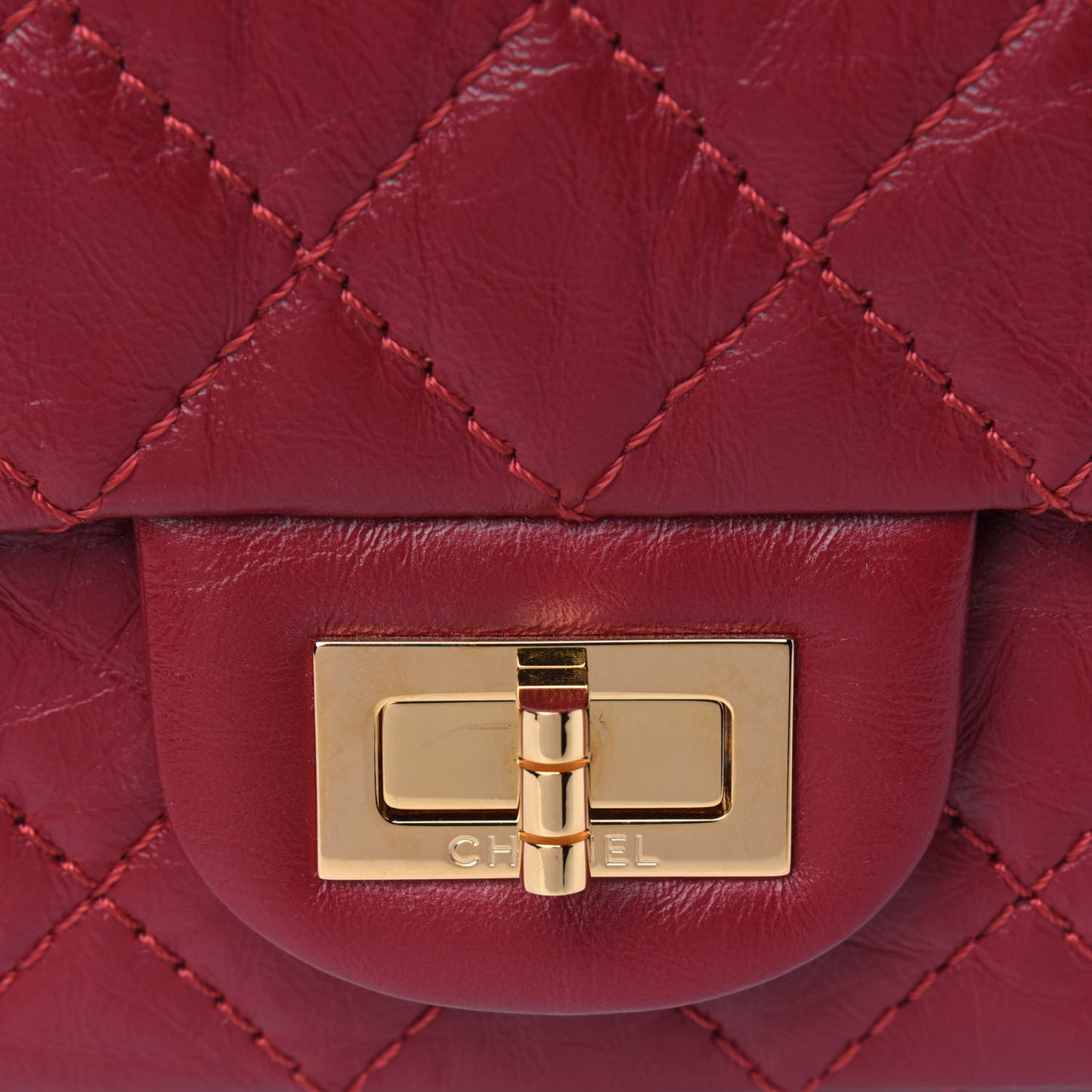 Aged Calfskin Quilted 2.55 Reissue Mini Flap Red