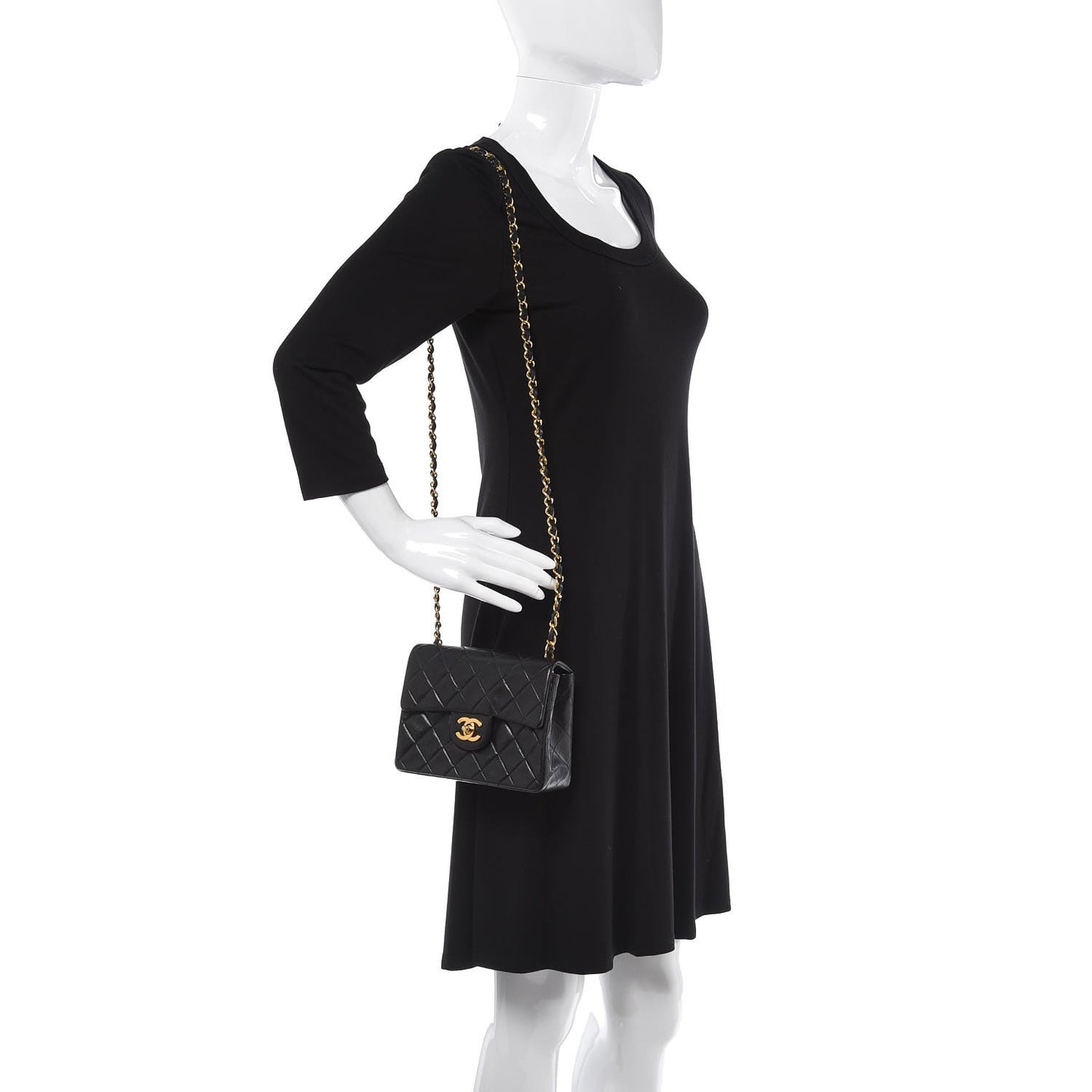 Lambskin Quilted Mini Square Flap Black