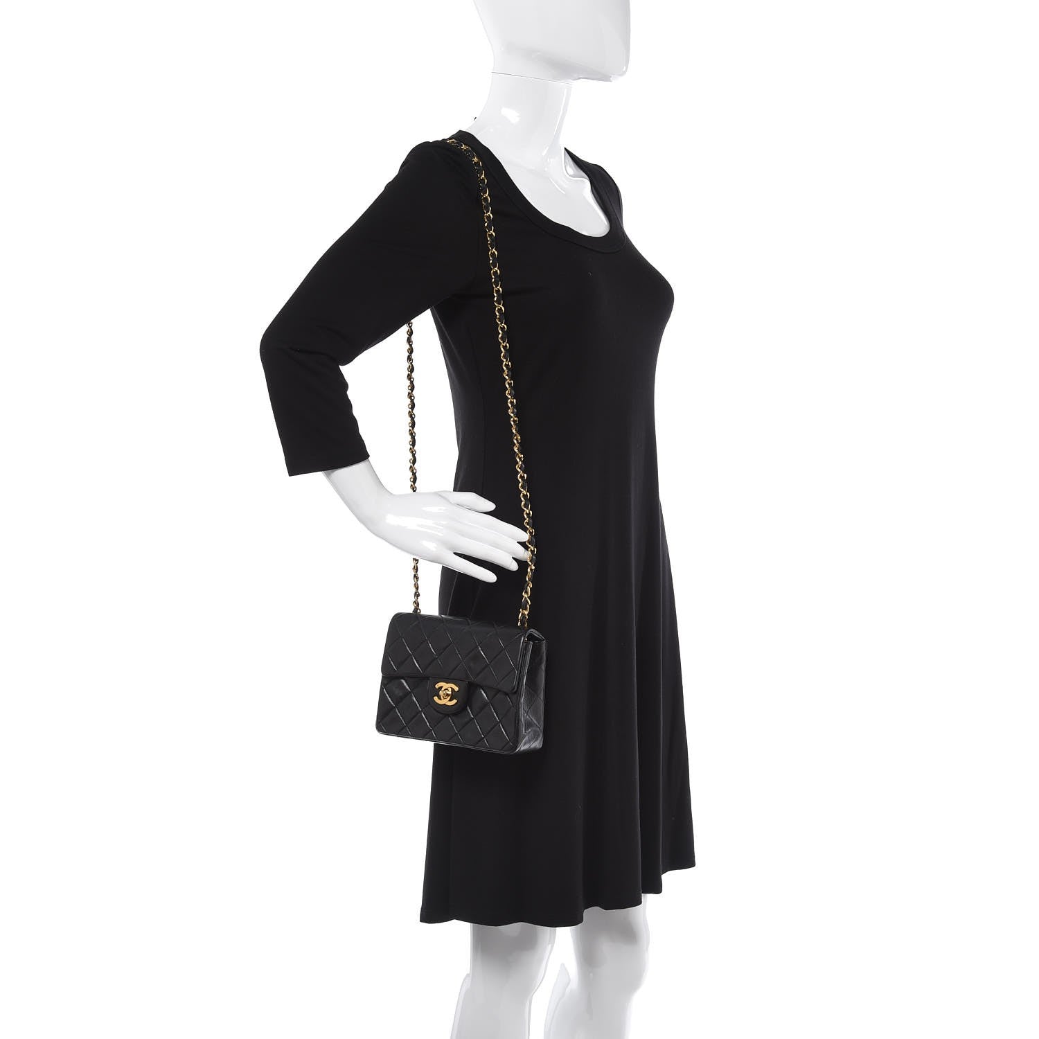 Chanel Lambskin Quilted Mini Square Flap Black 2 of 9