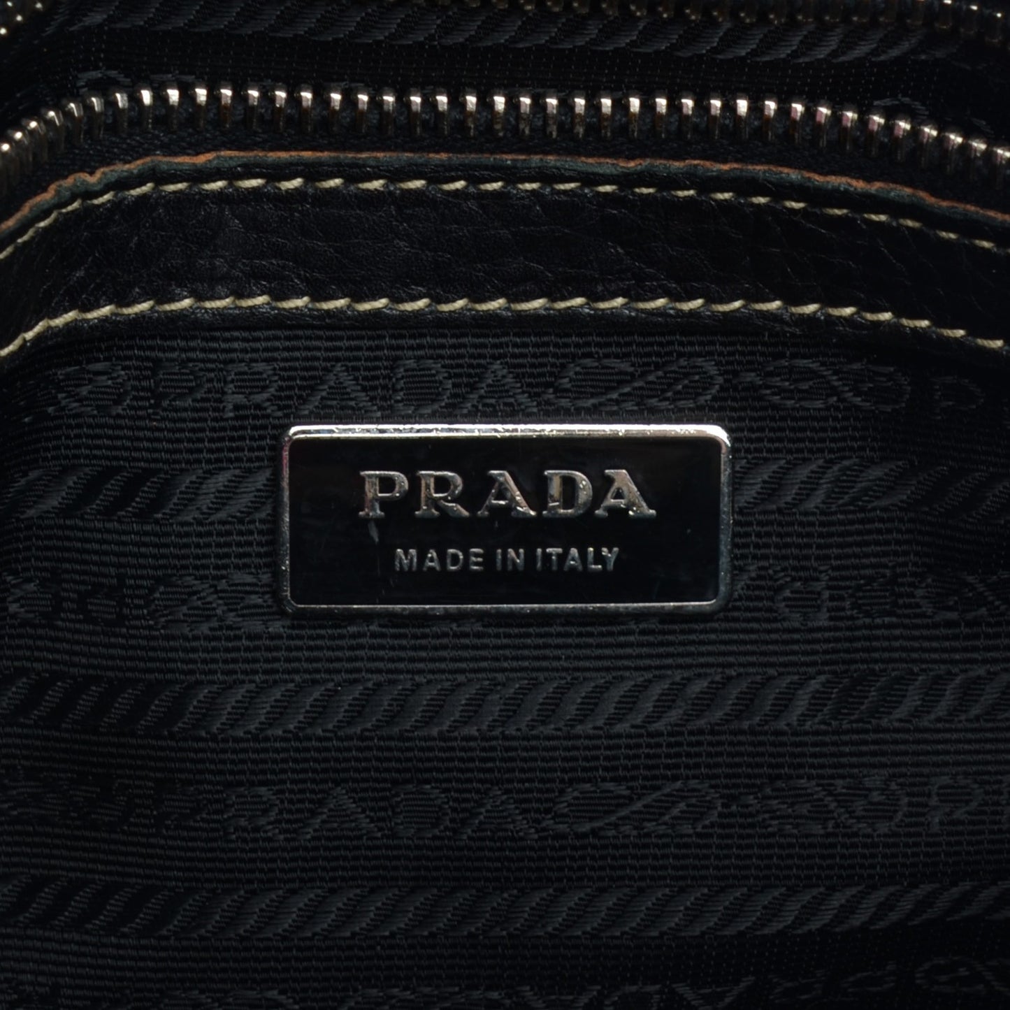 Vitello Daino Stripe Shoulder Bag Nero Black
