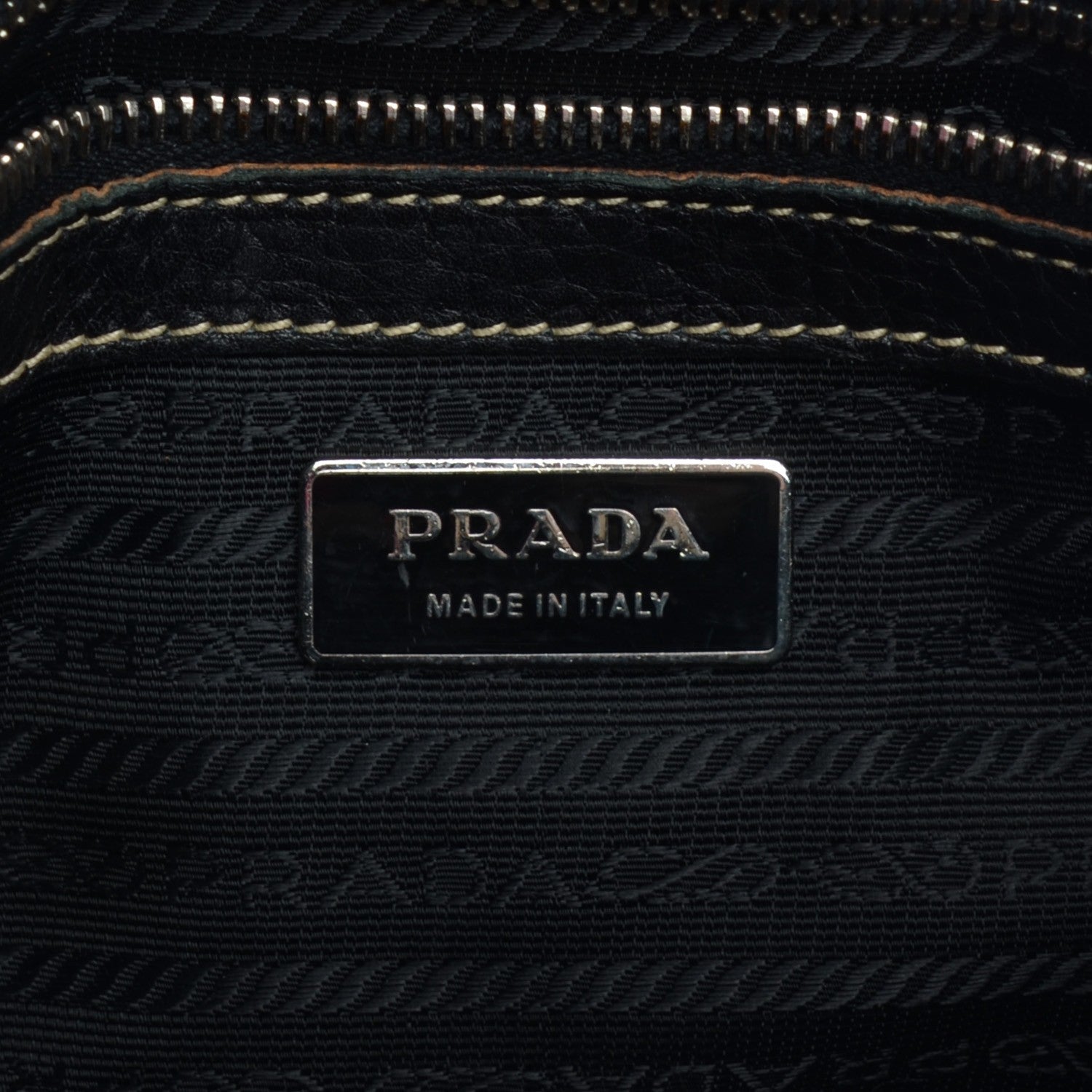 Prada Vitello Daino Stripe Shoulder Bag Nero Black 6 of 12