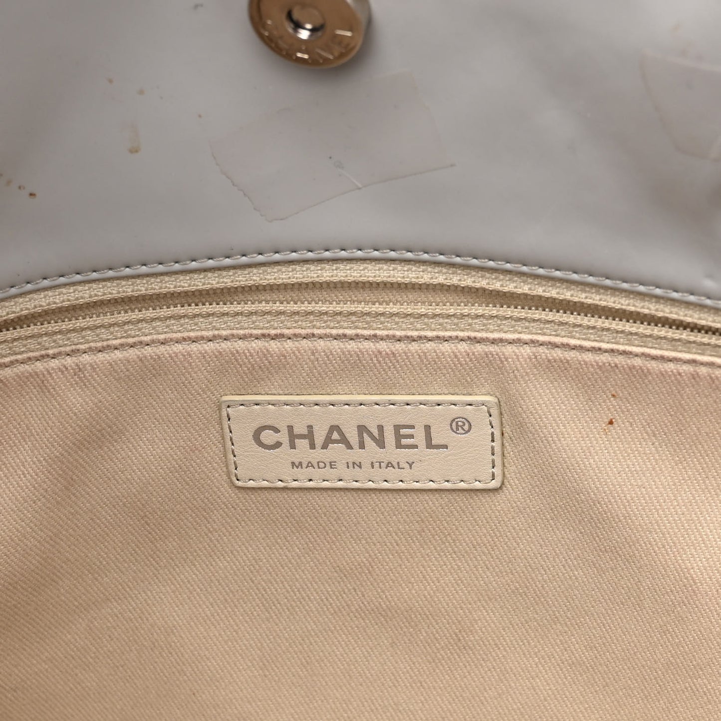 Vinyl Quilted In The Business North South Tote Light Grey