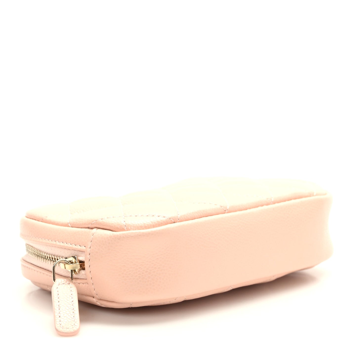 Caviar Quilted Small Curvy Pouch Cosmetic Case Light Pink