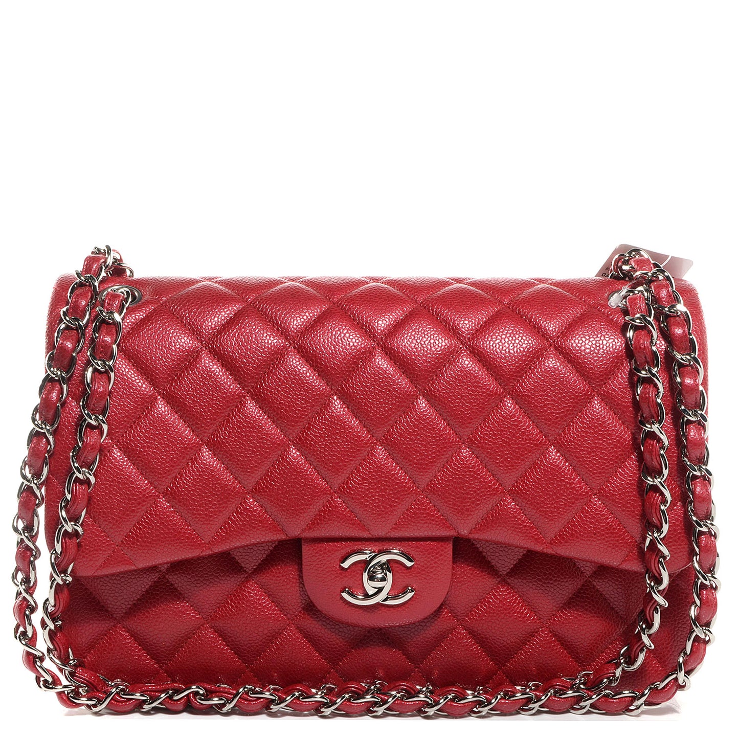 Caviar Jumbo Double Flap Dark Pink