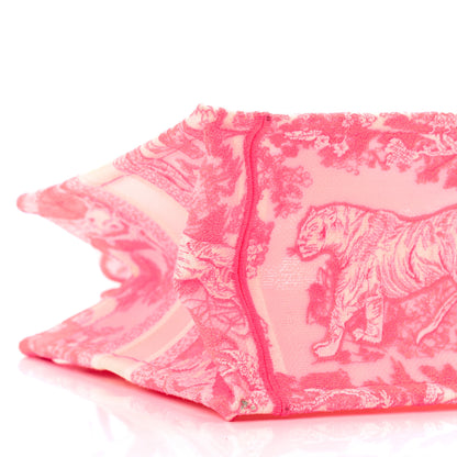 Christian Dior Transparent Canvas Embroidered Small Toile De Jouy Reverse Book Tote Fluorescent Pink 9 of 12