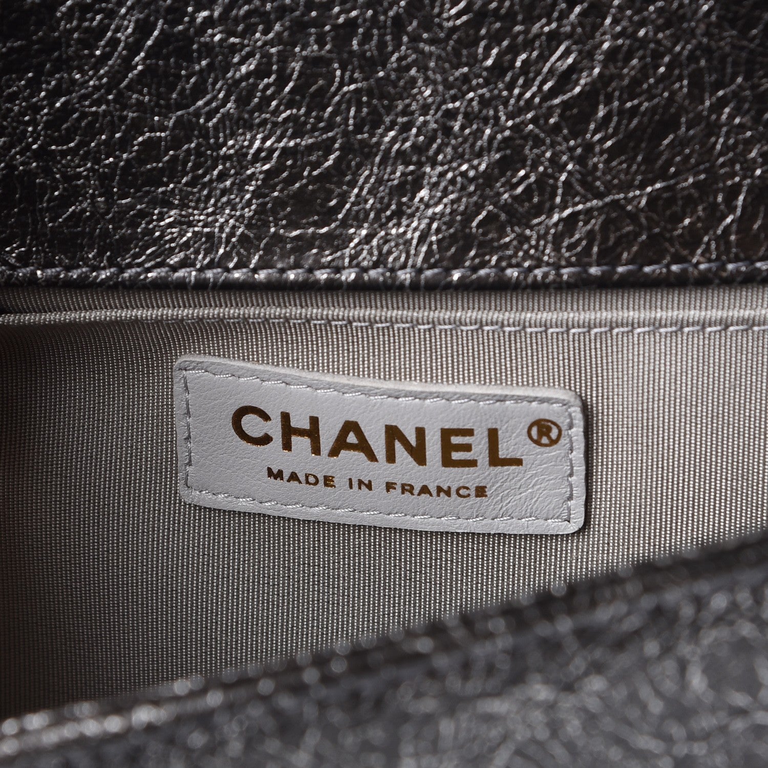 Chanel Cracked Metallic Calfskin Quilted Medium Boy Flap Dark Silver 7 of 9