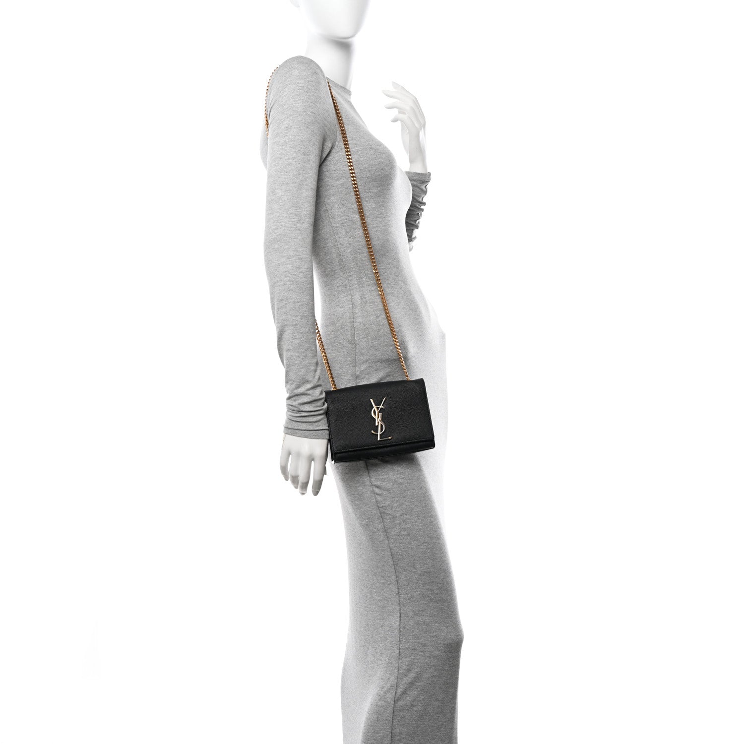 Saint Laurent Grain De Poudre Small Monogram Kate Satchel Black 2 of 11