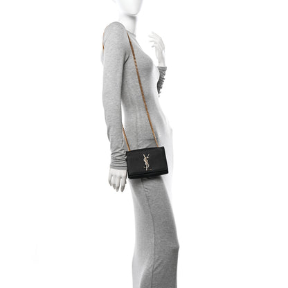 Saint Laurent Grain De Poudre Small Monogram Kate Satchel Black 2 of 11