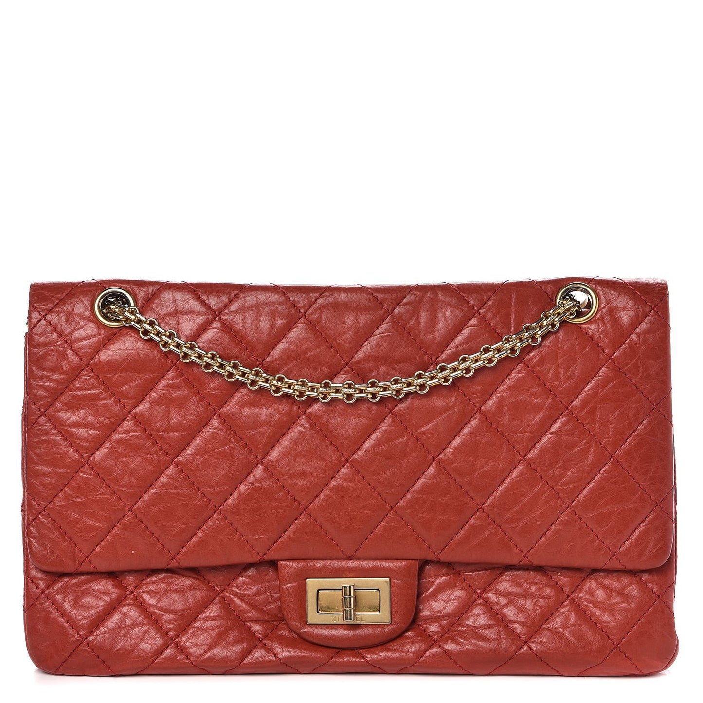 Aged Calfskin Quilted 2.55 Reissue 227 Flap Red
