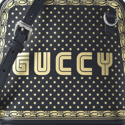 Gucci X SEGA Calfskin GUCCY Stars Mini Dome Shoulder Bag Black Gold 10 of 10