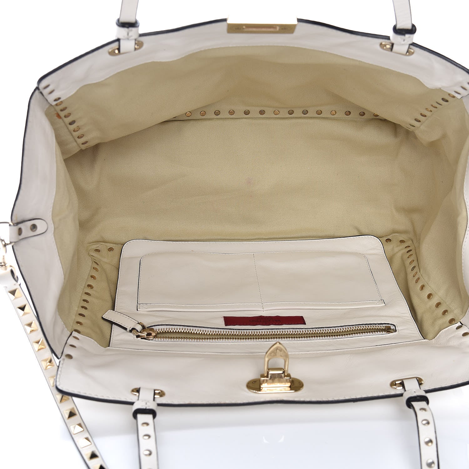 Valentino Garavani Vitello Medium Rockstud Tote Ivory 7 of 10