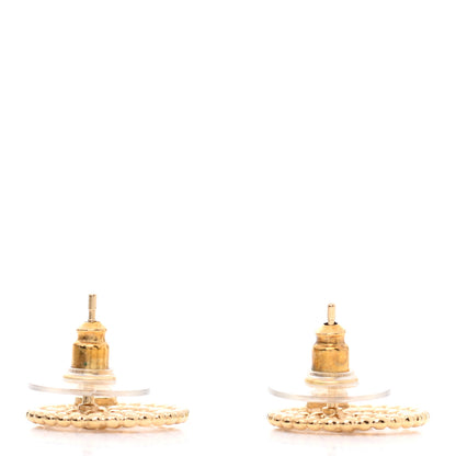 Chanel Metal Bead Round CC Stud Earrings Gold 3 of 4