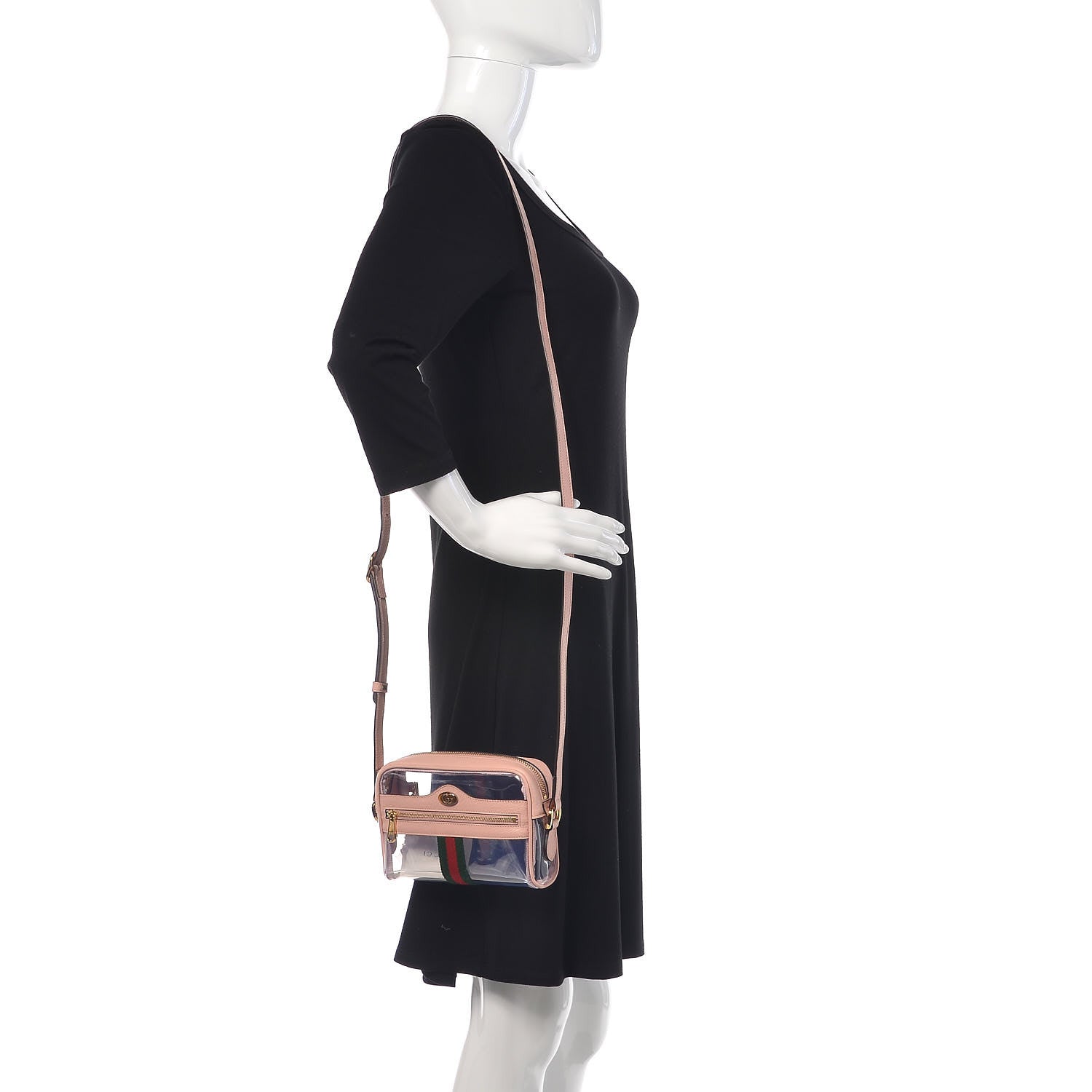 Gucci Vinyl Web Mini Ophidia Transparent Shoulder Bag Perfect Pink 2 of 9
