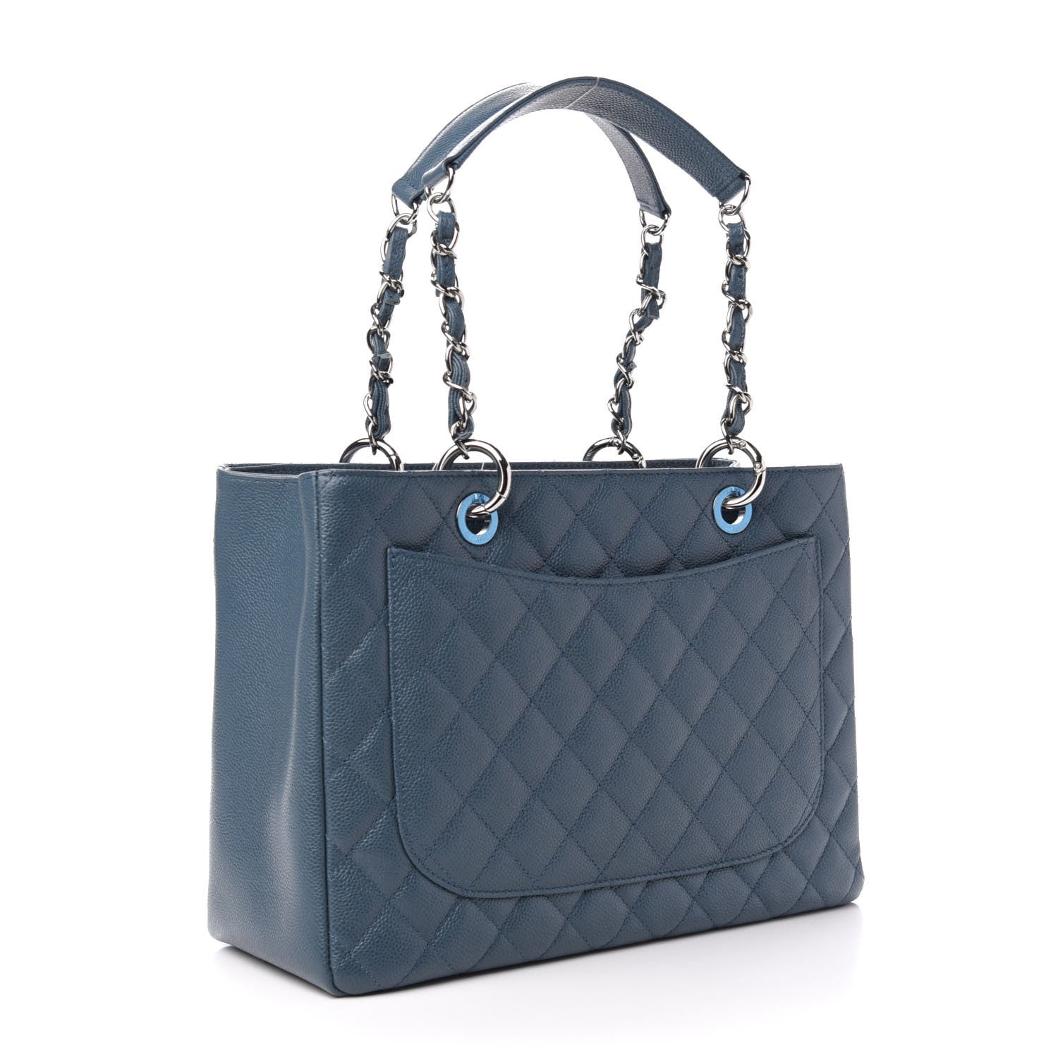 Chanel Caviar Quilted Grand Shopping Tote GST Blue 3 of 11