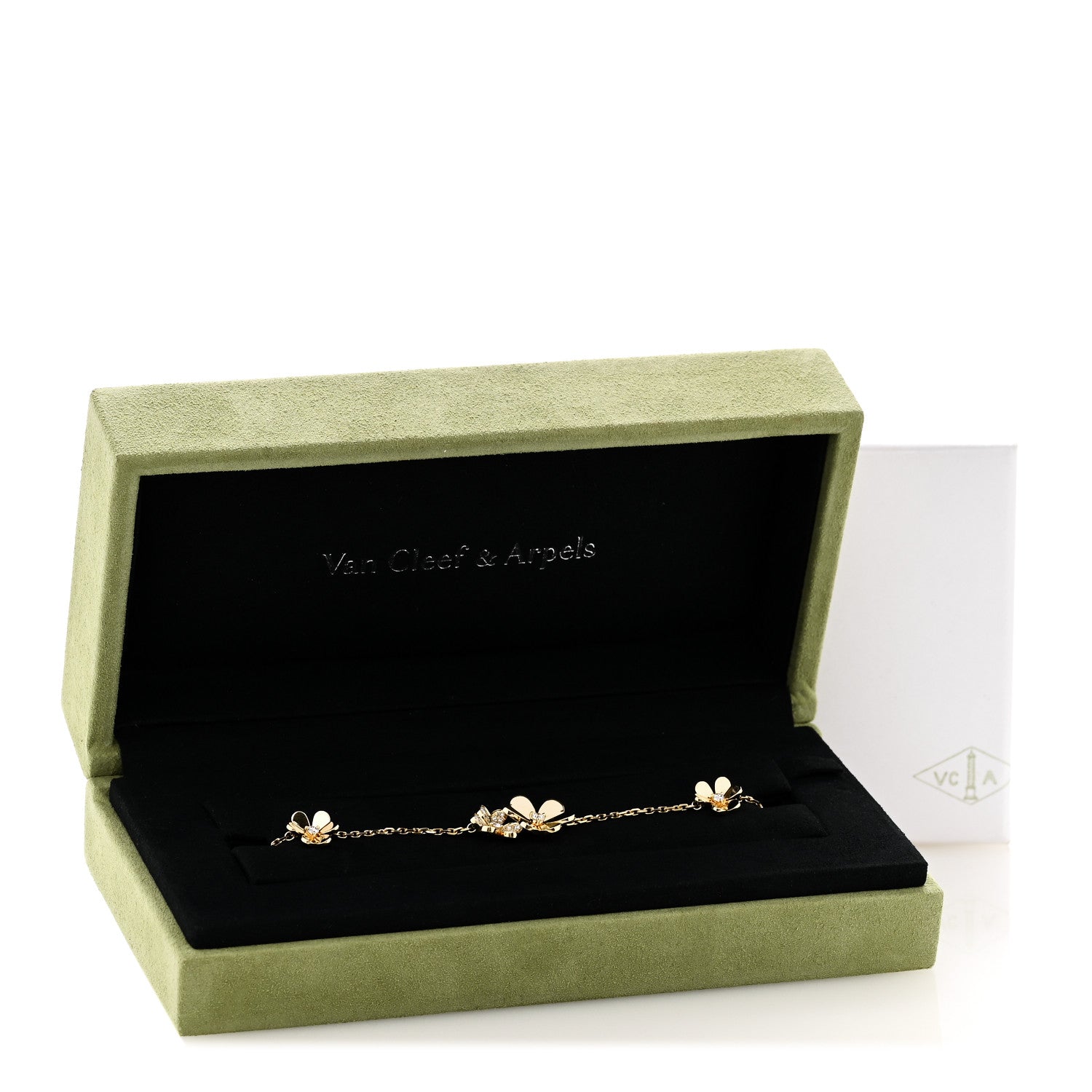 Van Cleef & Arpels 18K Yellow Gold Diamond Frivole 5 Flowers Bracelet 5 of 5