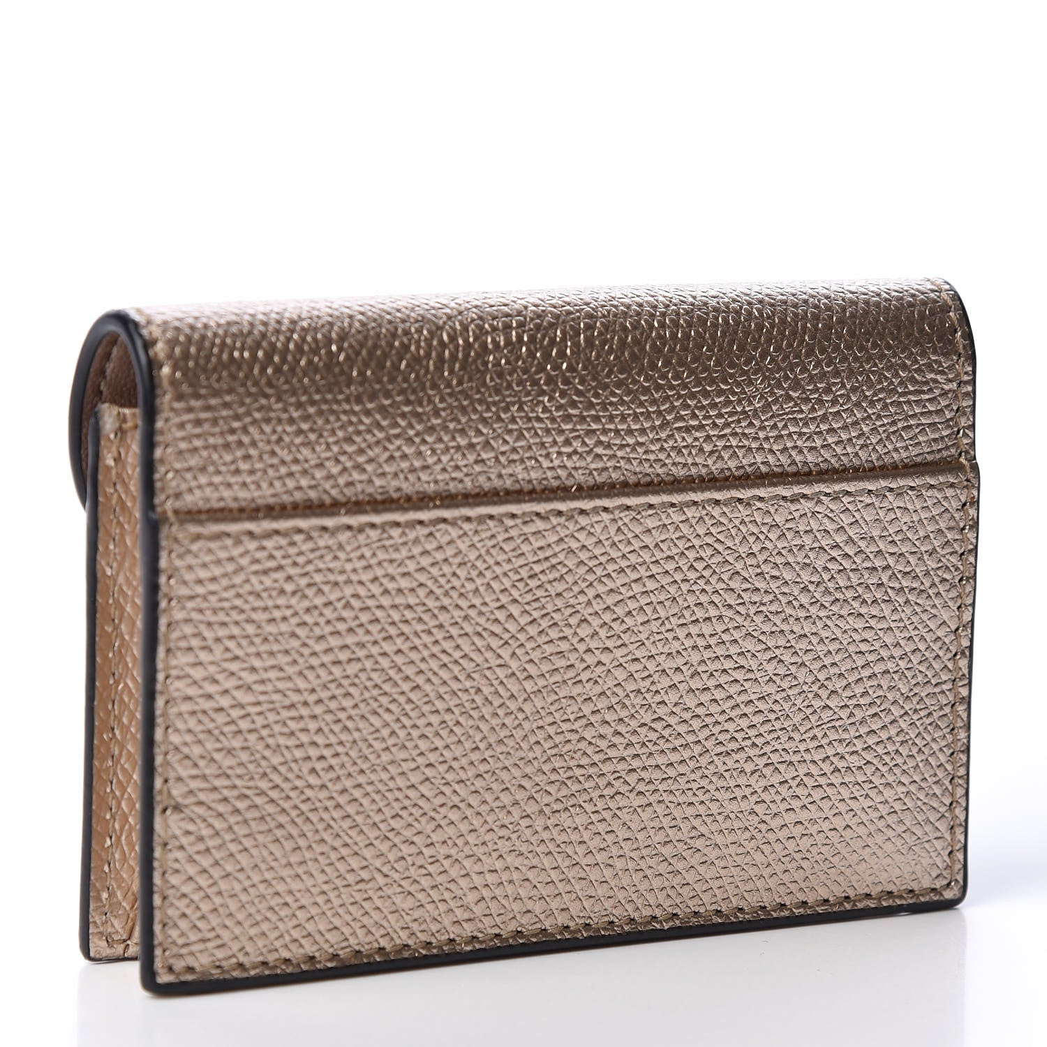 Christian Dior Metallic Grained Calfskin Saddle Card Holder Gold 2 of 8