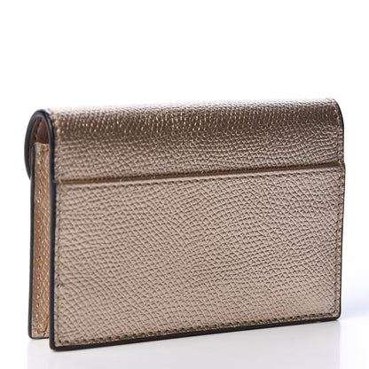 Christian Dior Metallic Grained Calfskin Saddle Card Holder Gold 2 of 8