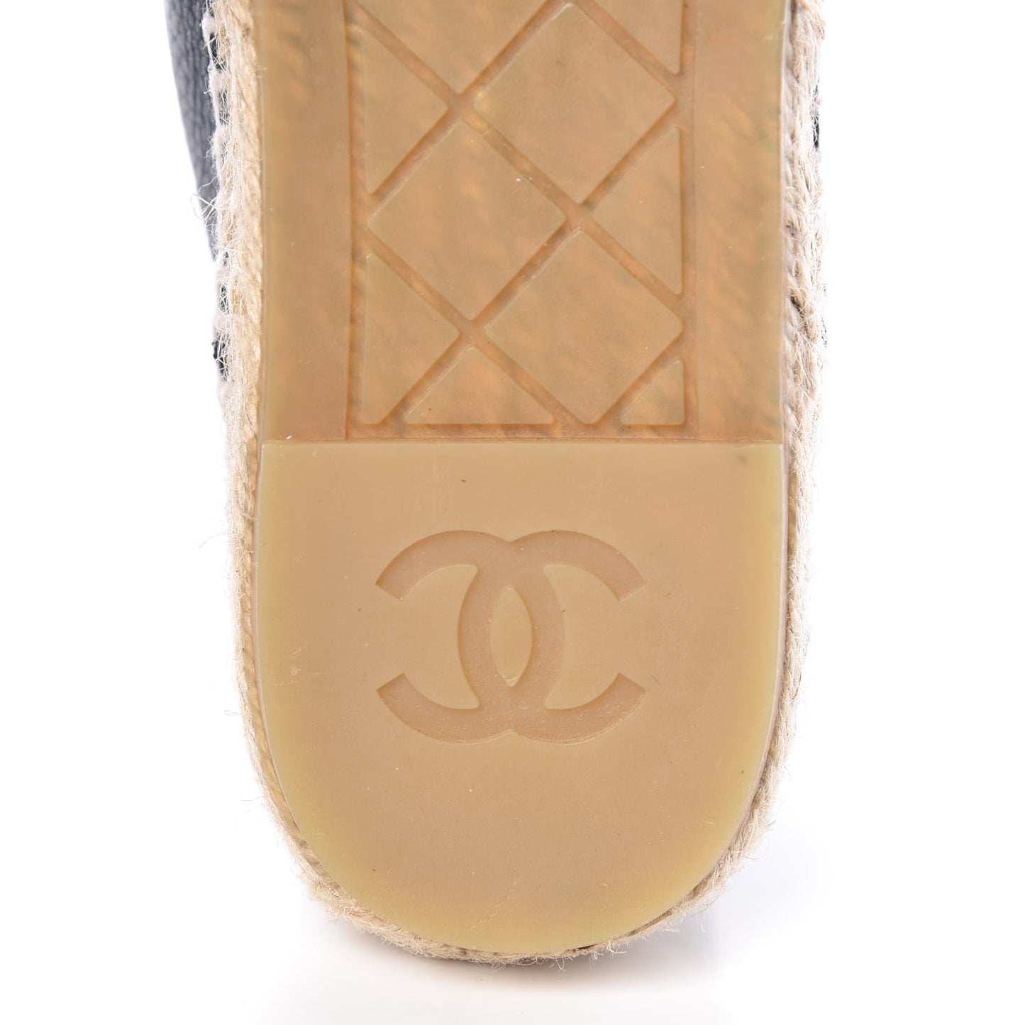Grained Calfskin CC Espadrilles 35 Black Navy