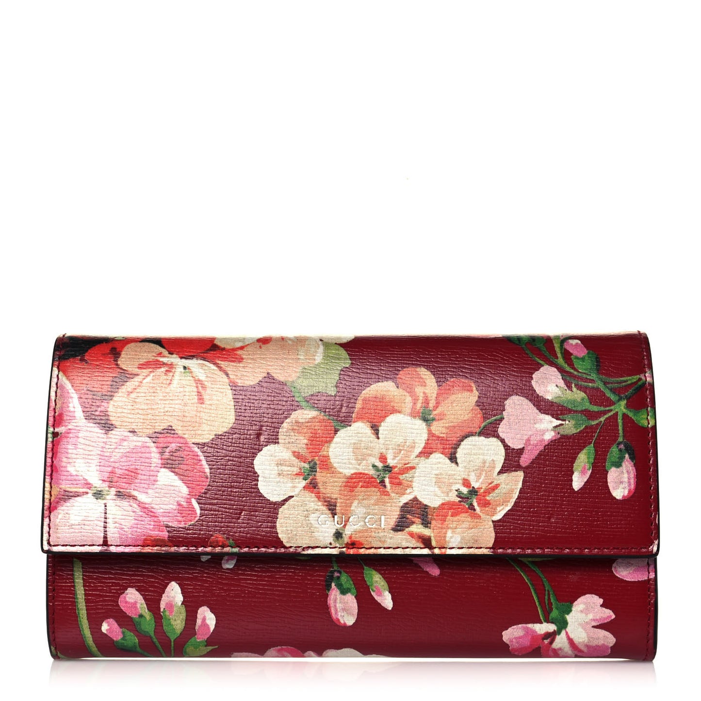 Calfskin Blooms Print Continental Wallet Romantic Cherry Multicolor