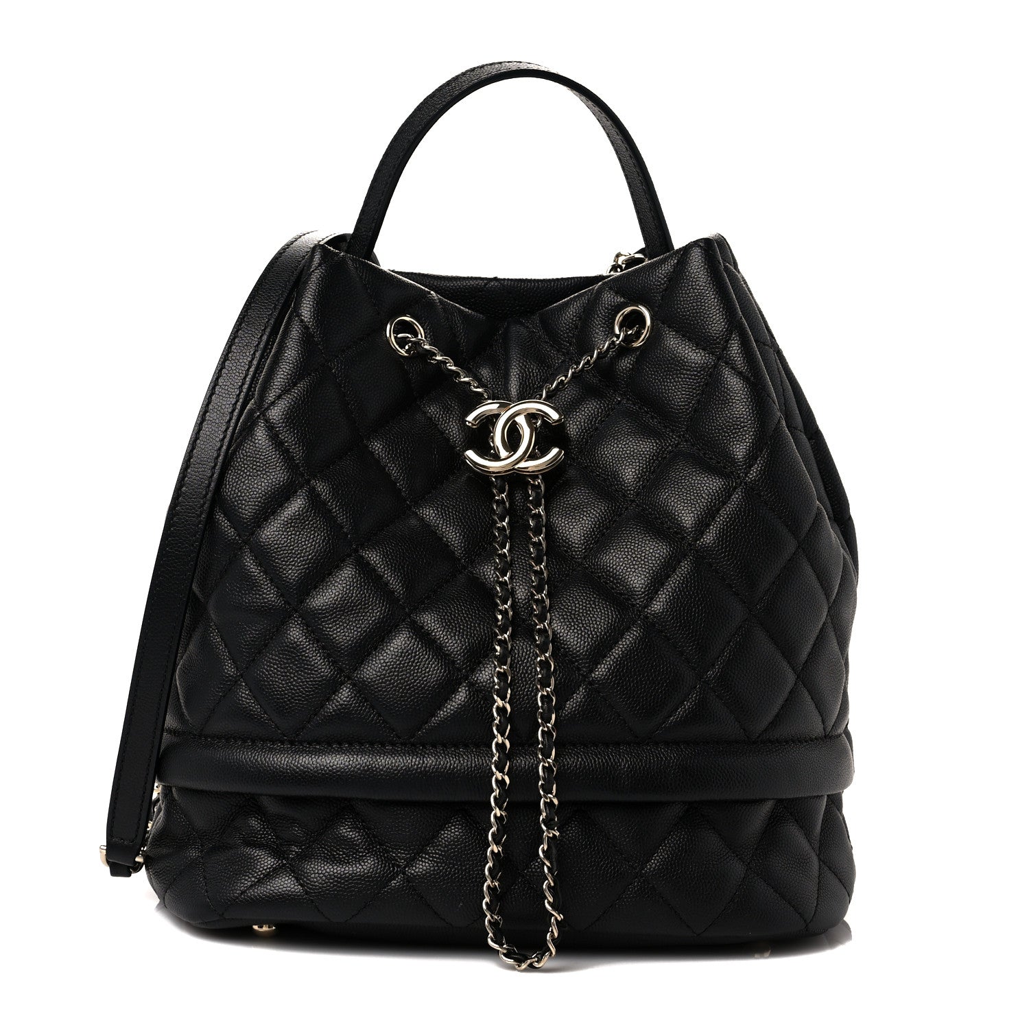 Chanel Caviar Quilted Large Rolled Up Bucket Drawstring Bag Black 1 of 10