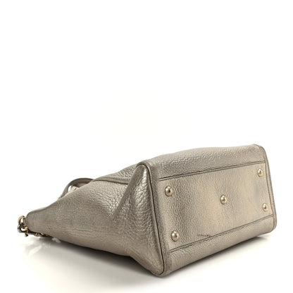 Gucci Metallic Pebbled Calfskin Small Soho Top Handle Bag Golden Beige 4 of 11
