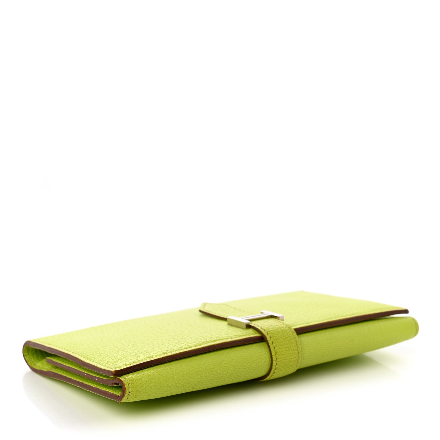 Hermes Chevre Mysore Tri-Fold Bearn Wallet Lime 4 of 15