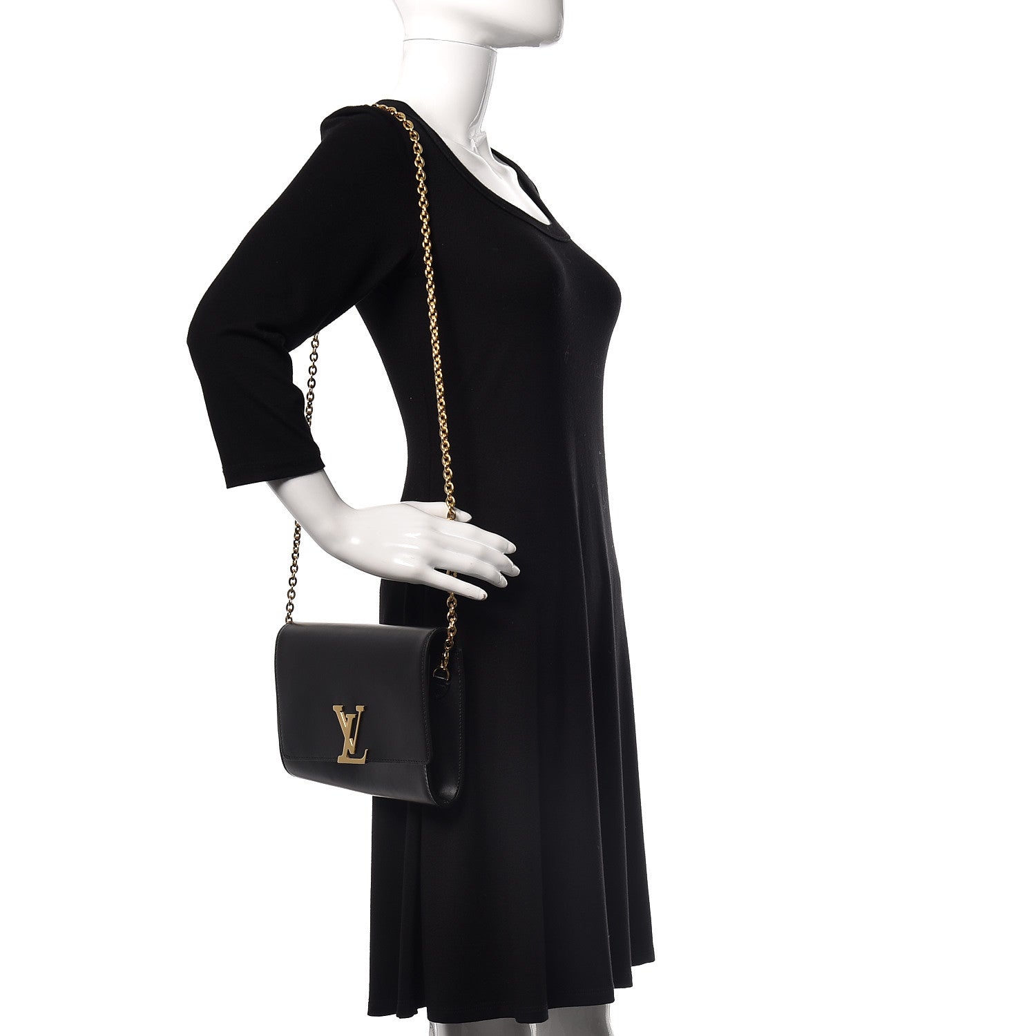 Louis Vuitton Calfskin Chain Louise GM NM Black 2 of 9