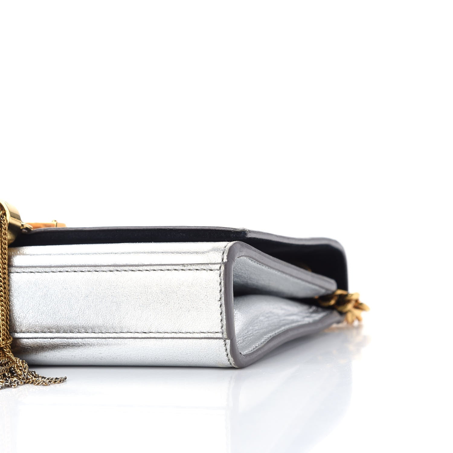 Saint Laurent Metallic Calfskin Small Classic Monogram Kate Tassel Satchel Silver 8 of 10