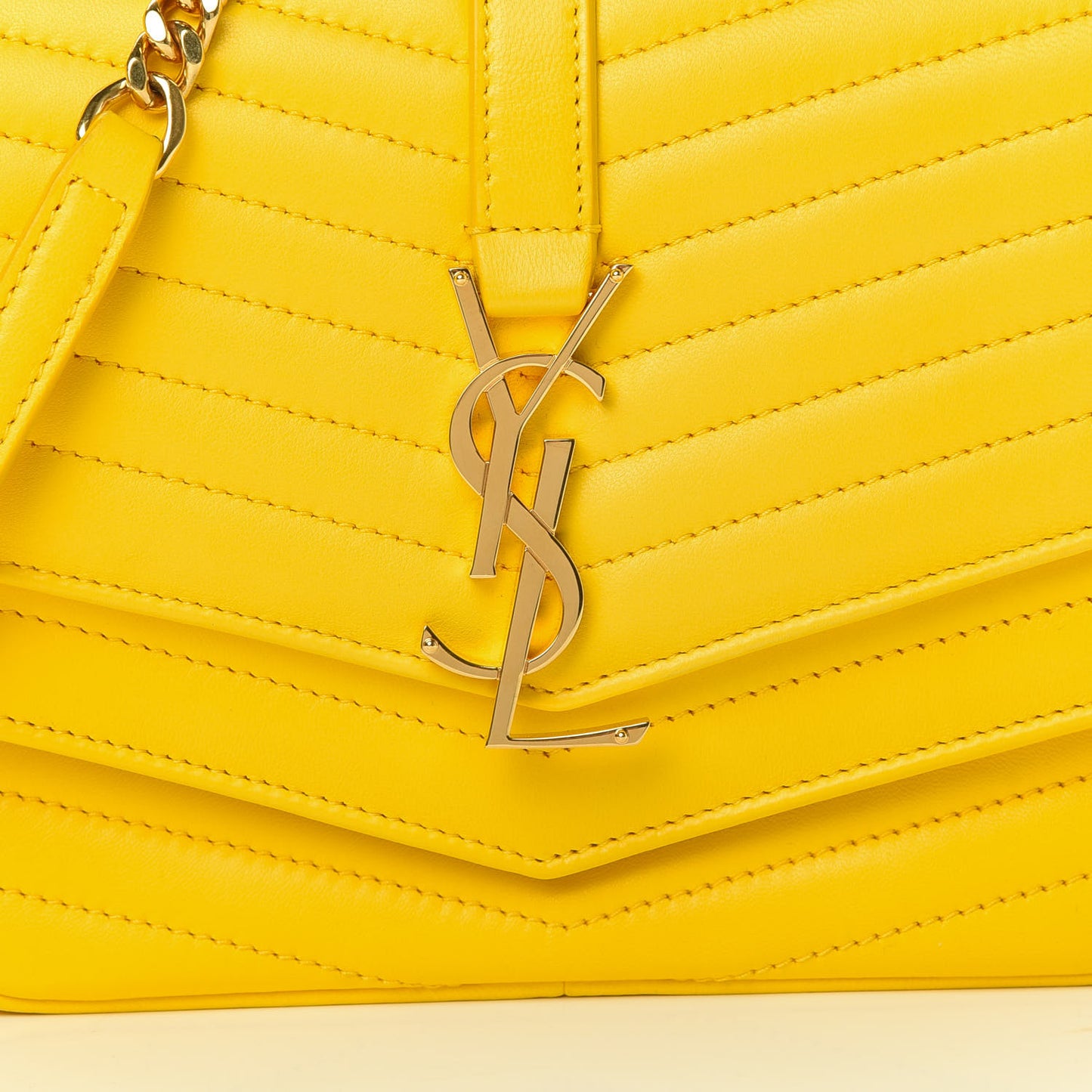 Lambskin Matelasse Chevron Monogram Small Sulpice Bag Mimosa