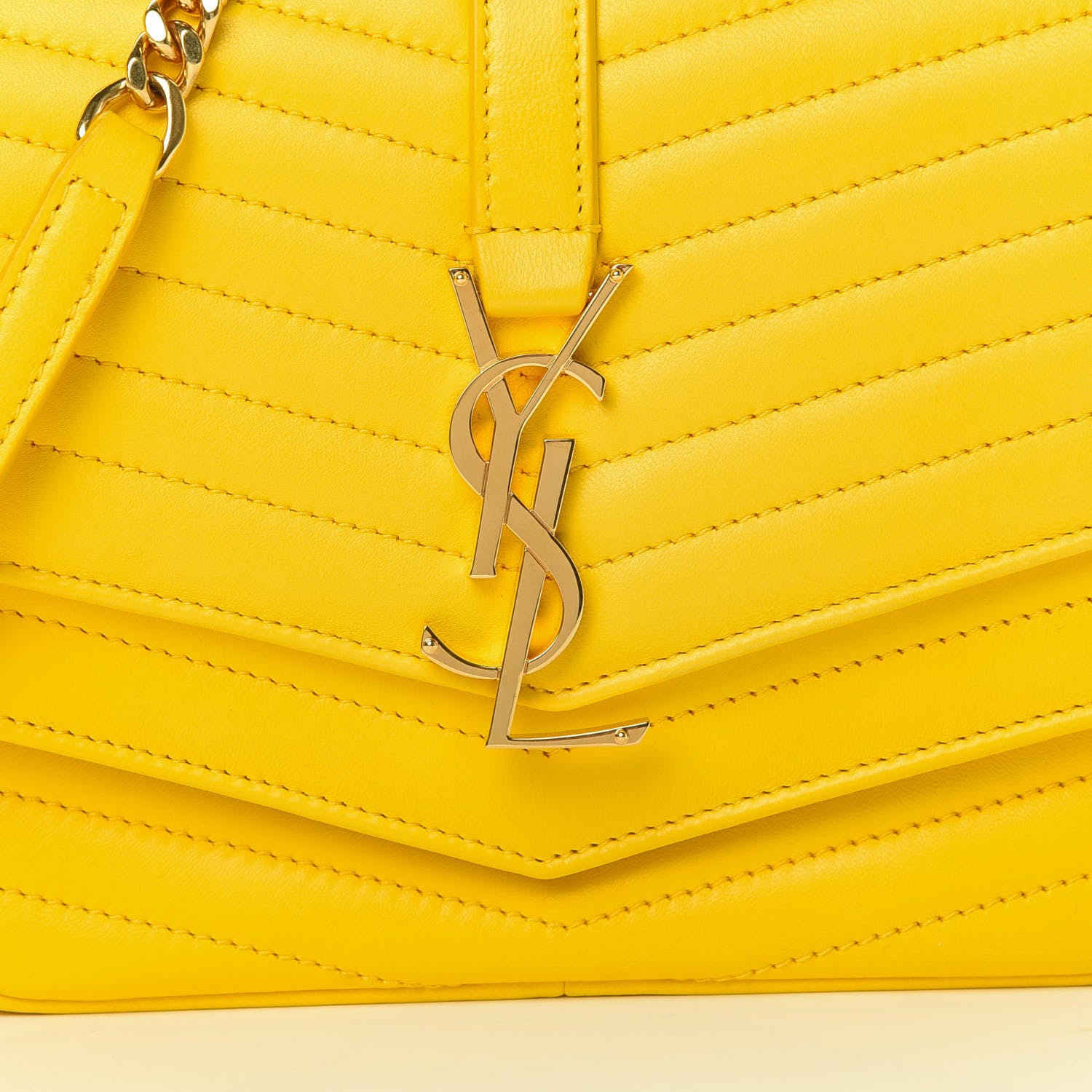 Saint Laurent Lambskin Matelasse Chevron Monogram Small Sulpice Bag Mimosa 8 of 11
