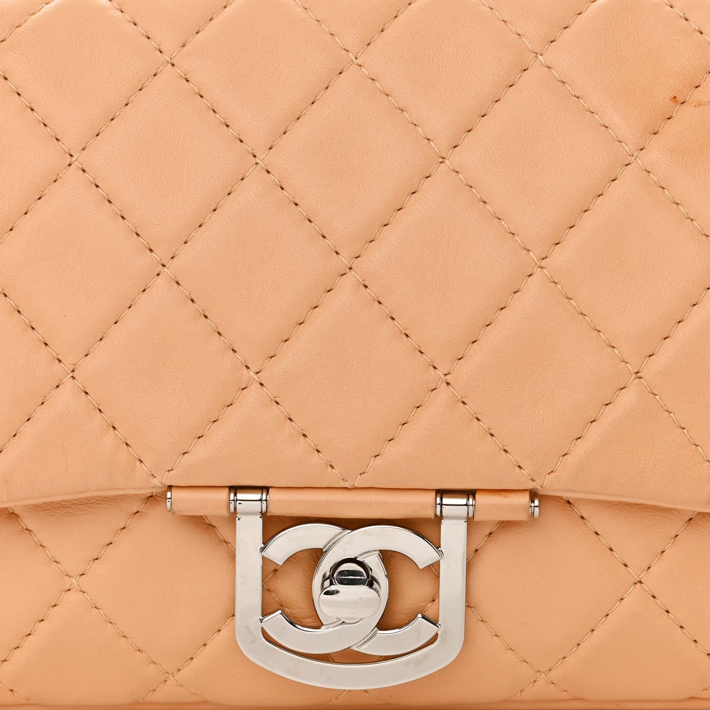 Lambskin Quilted Jumbo Icons Secret Label Flap Beige