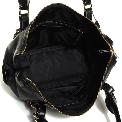 Burberry Beat Check Bridle Calfskin Nylon Medium Landscape Lynher Tote Charcoal 5 of 12