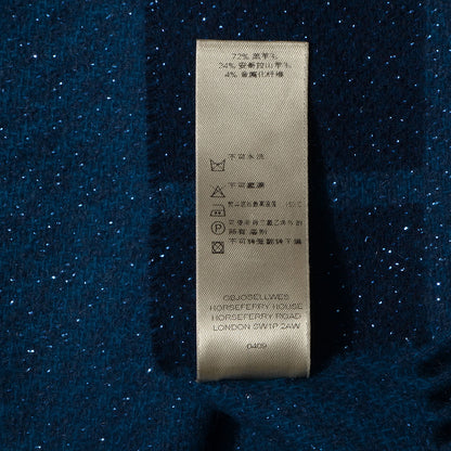Burberry Wool Angora Metallic Color Check Glitter Scarf Blue 5 of 7
