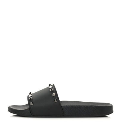 Valentino Garavani Rubber Rockstud Slide Sandals 39 Black 1 of 6