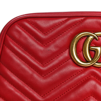 Gucci Calfskin Matelasse Small GG Marmont Chain Shoulder Bag Hibiscus Red 31 of 38