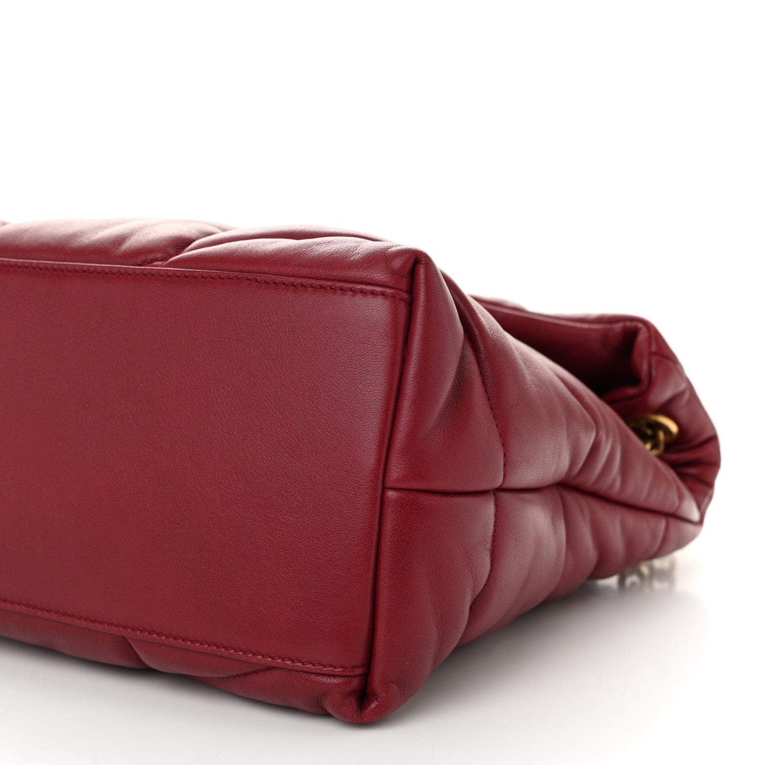 Saint Laurent Lambskin Quilted Medium Loulou Puffer Monogram Chain Satchel Opyum Red 10 of 11