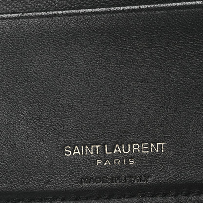 Saint Laurent Calfskin Crocodile Embossed Tiny Cassandre East West Wallet Black 7 of 9
