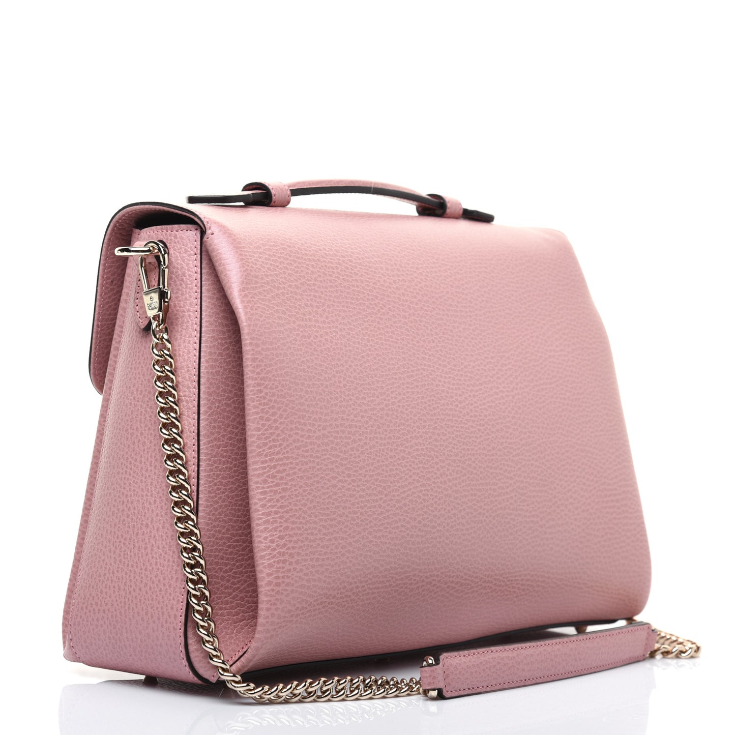 Dollar Calfskin Interlocking G Top Handle Shoulder Bag Soft Pink