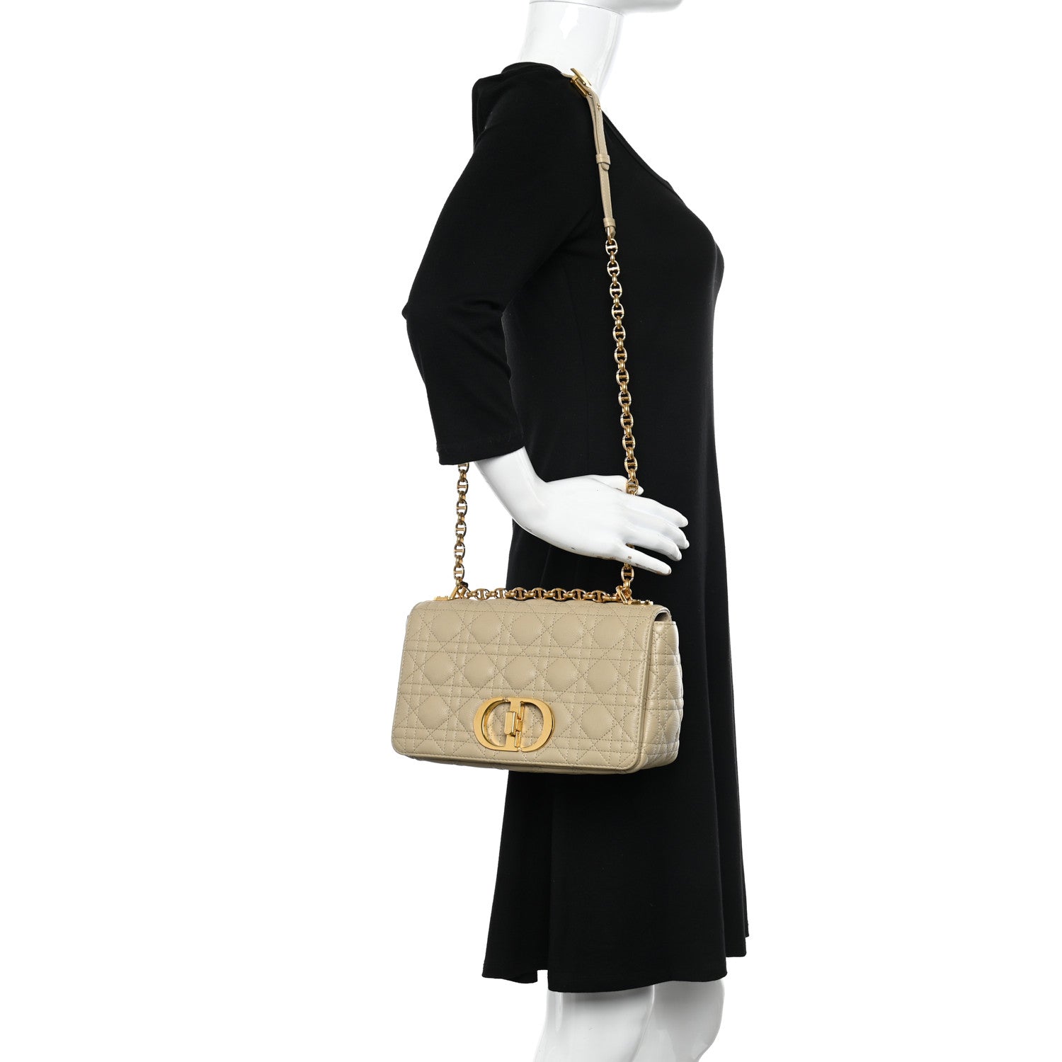 Christian Dior Supple Calfskin Cannage Medium Caro Bag Beige 2 of 10