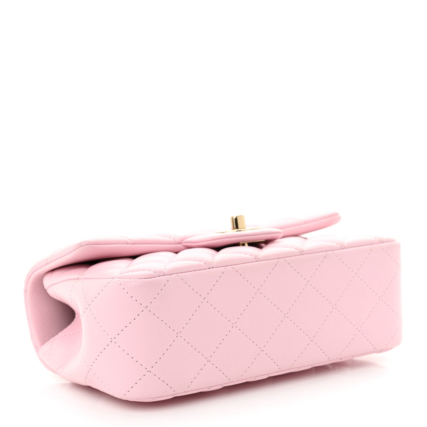 Lambskin Quilted Mini Top Handle Rectangular Flap Light Pink