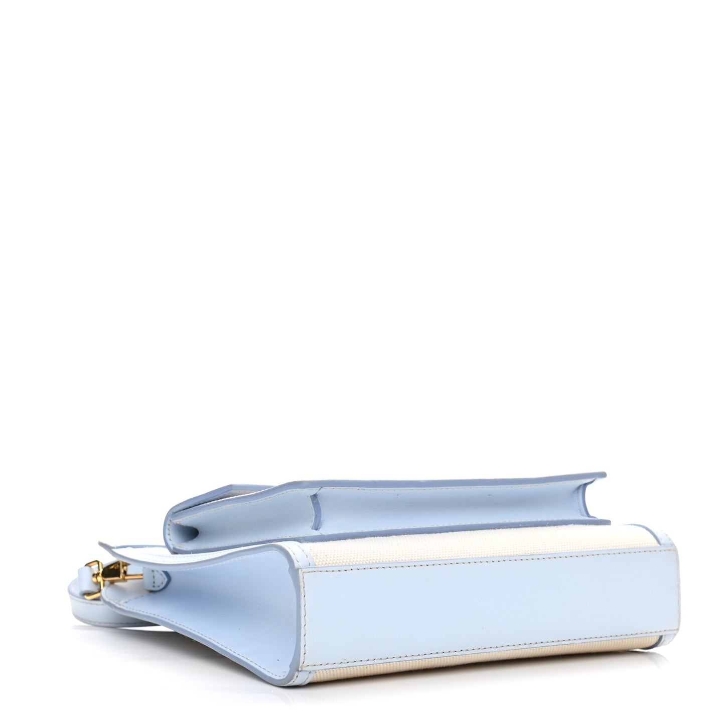 Canvas Smooth Calfskin Two Tone Mini Pocket Bag Natural Pale Blue