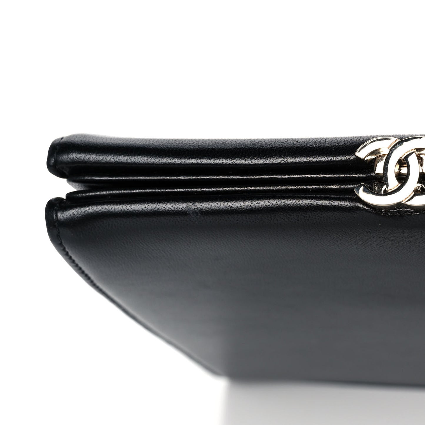 Lambskin CC Wristlet Clutch Black White